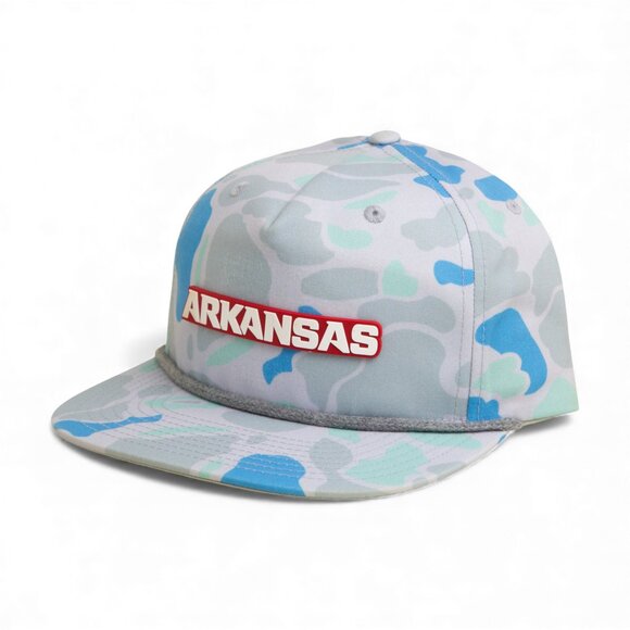 Arkansas Razorbacks ARKANSAS White 3D Umpqua Rope Hat- Saltwater Duck Camo/ Char - Picture 2 of 3